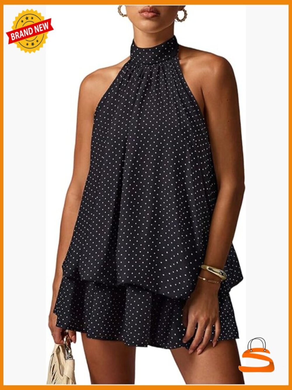 Chiffon Halter Dress Tie Backless Ruffled Short Bubble Y2K Sundress